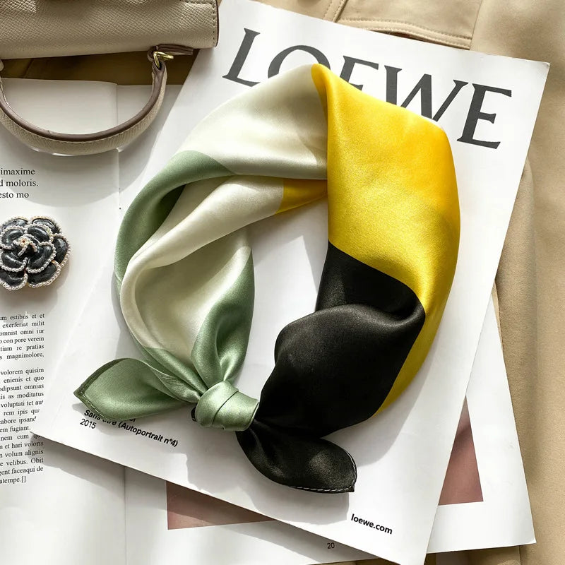 100% silk mulberry  scarf small square women's versatile new foreign style fashion  high-end autumn 53CM