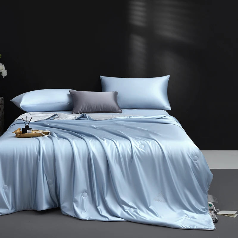 Silk Quilt, 100% Muberry Silk Fill Summer Quilt/Duvet/Blanket/Comforter, Lightweight Breathable Pure Silk Quilt for All Season