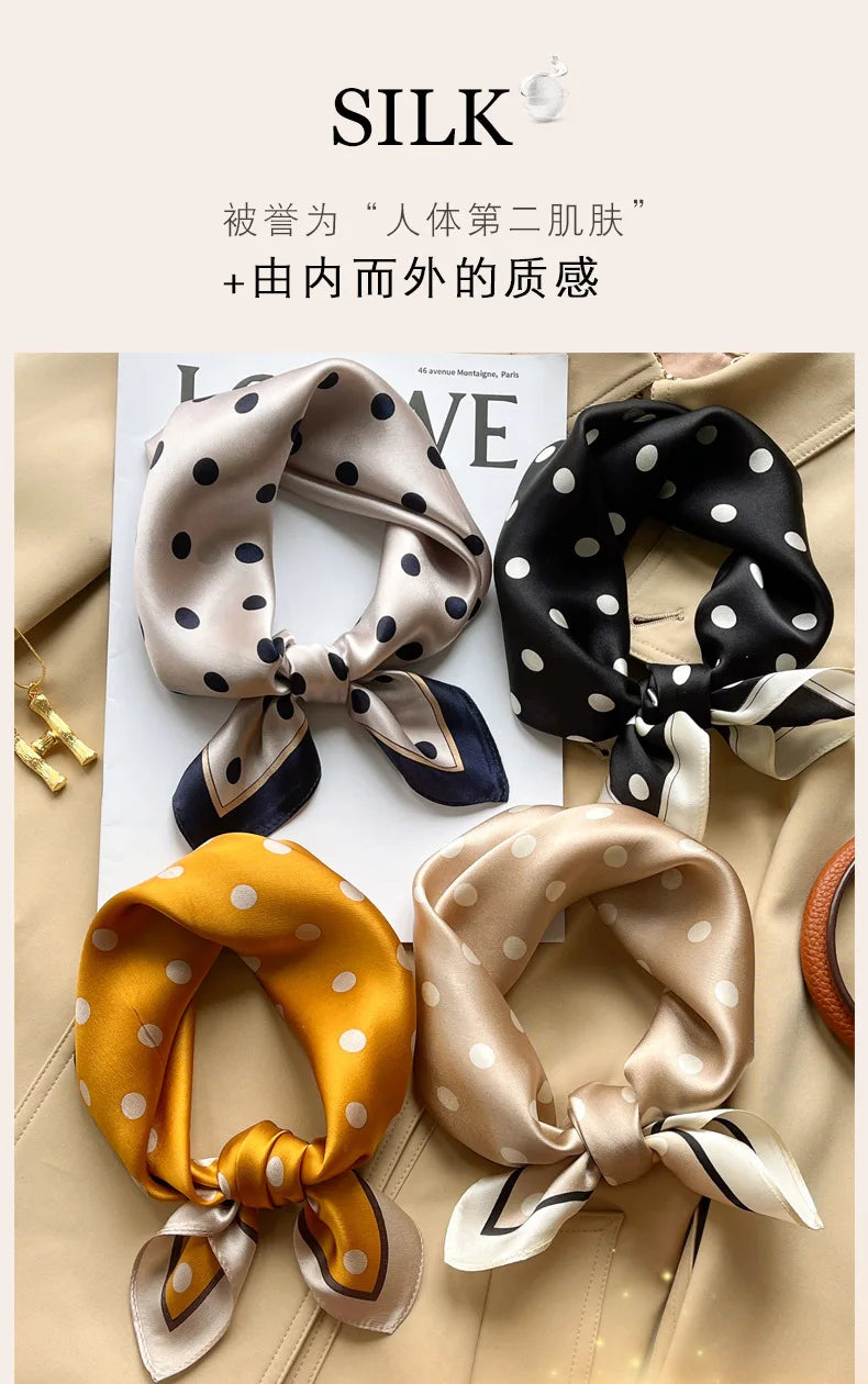 100% silk mulberry  scarf small square women's versatile new foreign style fashion  high-end autumn 53CM