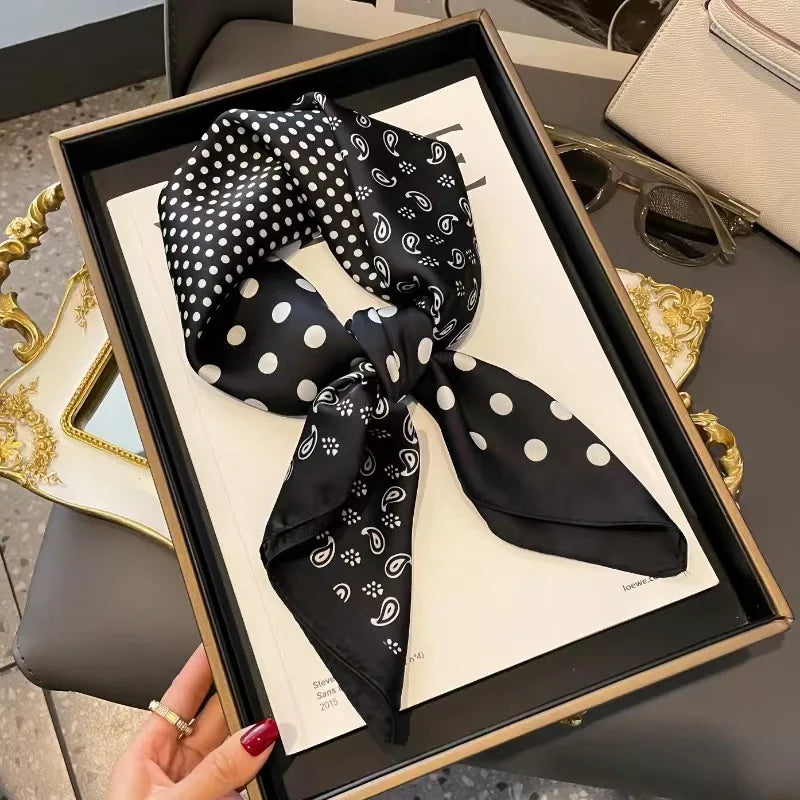 Luxury Chain Print Small Square Scarf Simulated Silk Thin Neck Scarf Fashion Sunscreen Headscarf For Women 70x70cm