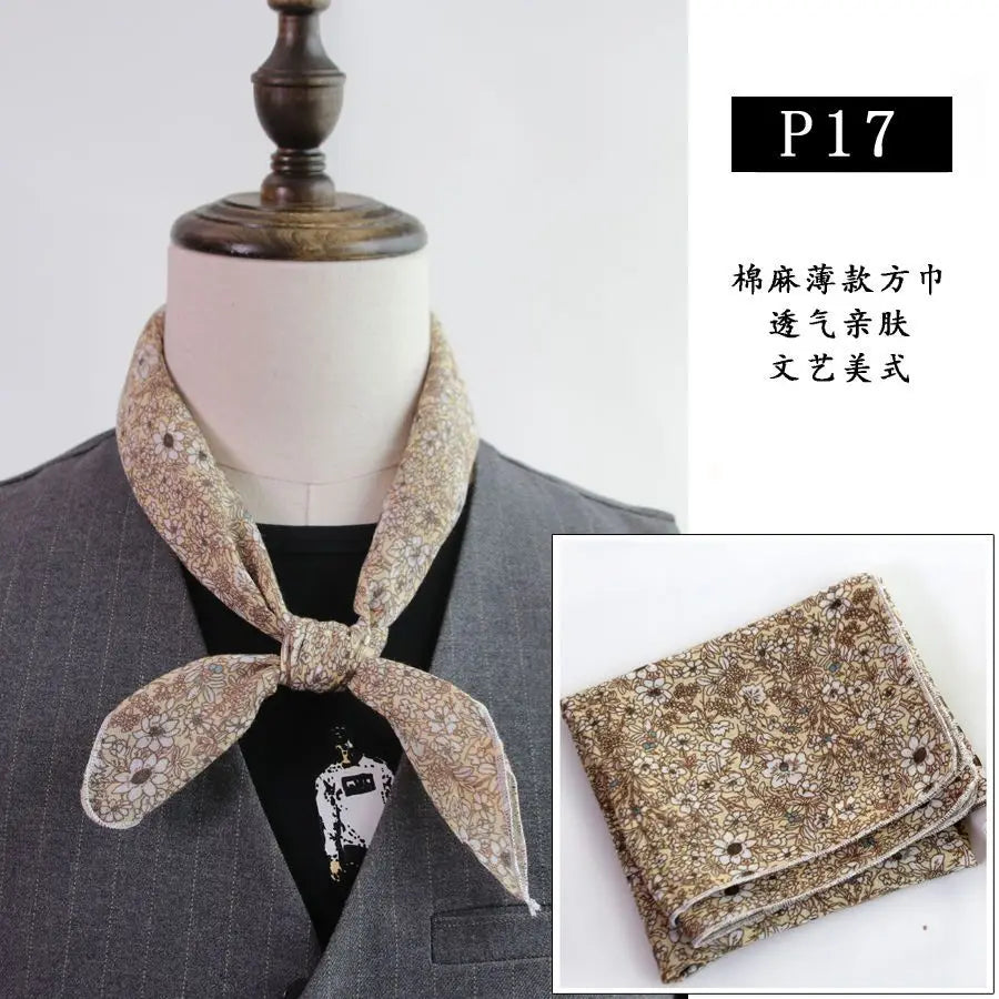 Japanese-Style  American Casual Artistic Style Versatile Men's Scarf Leather Ring Small Scarf Hip Hop Style Wrist Towel 60