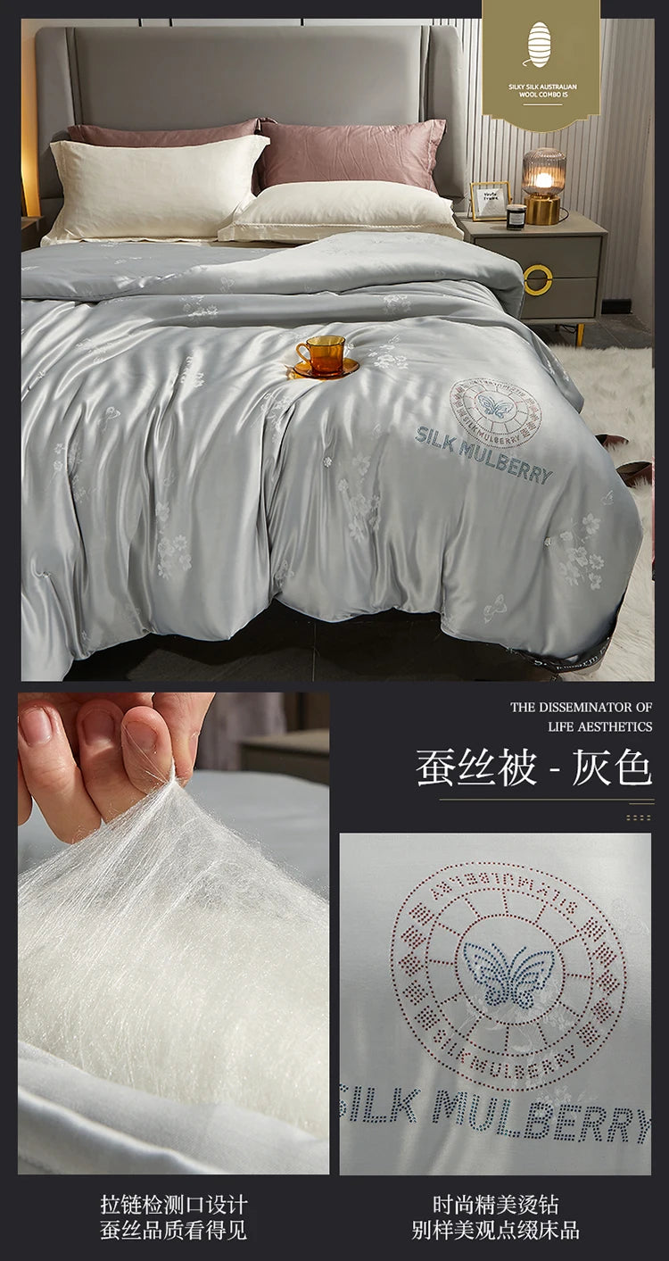 Genuine silk quilt 100% mulberry silk luxury warm quilt spring autumn winter quilt single double comforter silk quilt core