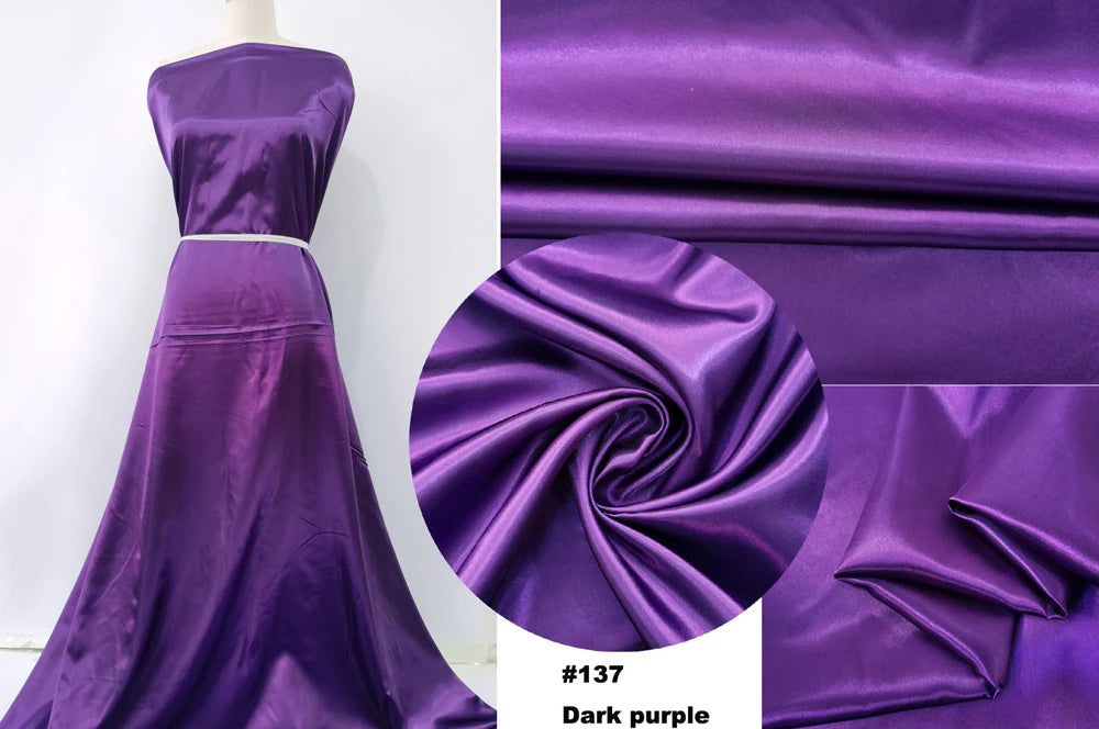 Solid Satin 58" Wide | 1Meter | 2Meters | 5Meters | Silky Charmeuse Scarf Craft DIY Fabric Purple