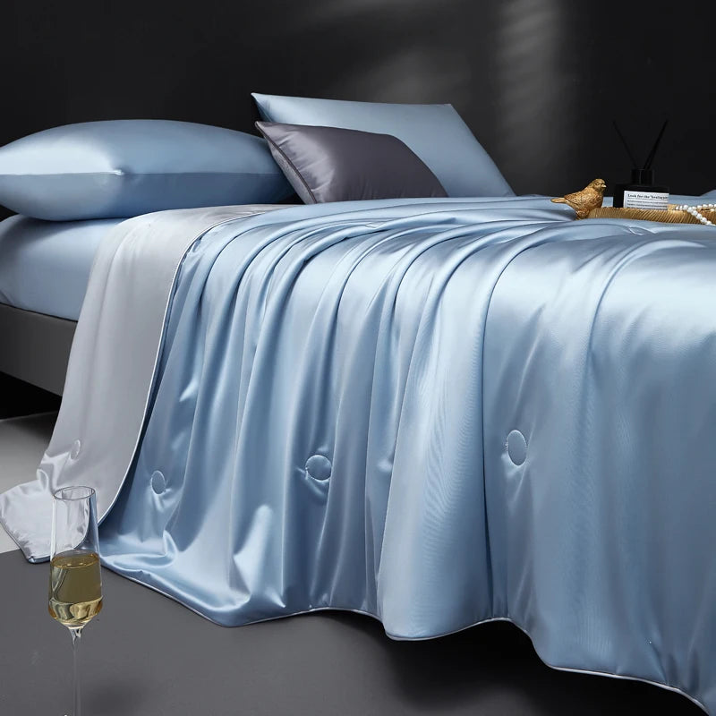 Silk Quilt, 100% Muberry Silk Fill Summer Quilt/Duvet/Blanket/Comforter, Lightweight Breathable Pure Silk Quilt for All Season
