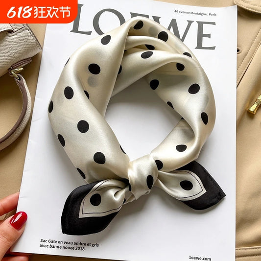 100% silk mulberry  scarf small square women's versatile new foreign style fashion  high-end autumn 53CM