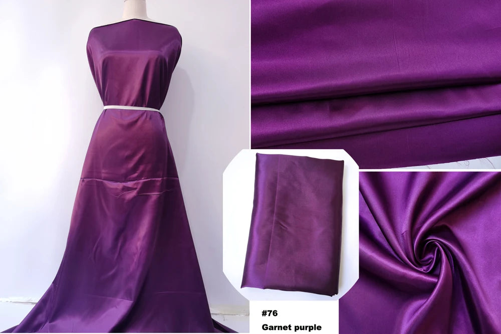Solid Satin 58" Wide | 1Meter | 2Meters | 5Meters | Silky Charmeuse Scarf Craft DIY Fabric Purple