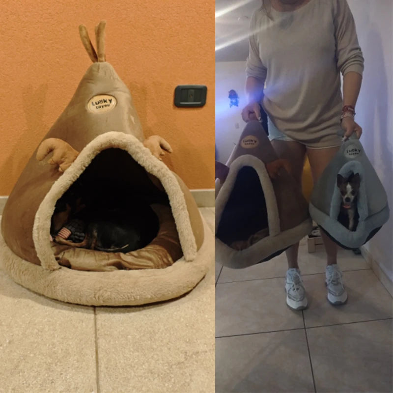 Pet Cat Cave House Foldable Tent Soft Dog Bed Mongolian Yurts Cute Kennel Nest Small Animals Puppy Chihuahua House With Mat