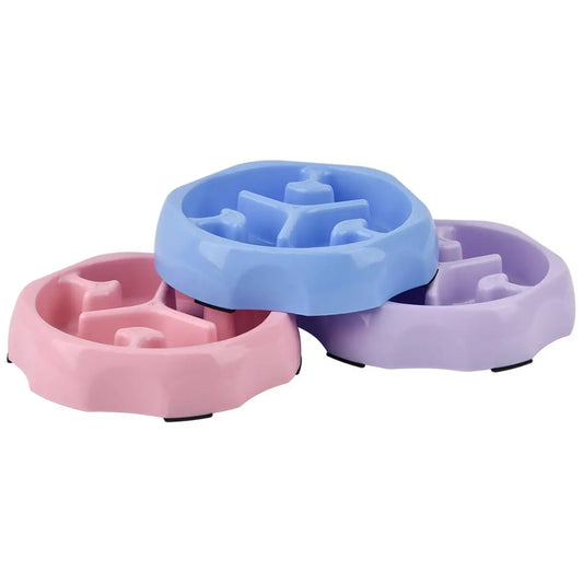 Anti-Overturning Slow Food Bowl for Dogs And Cats Puppy Pet Supplies round Design Anti-Choking PP Material Wholesale
