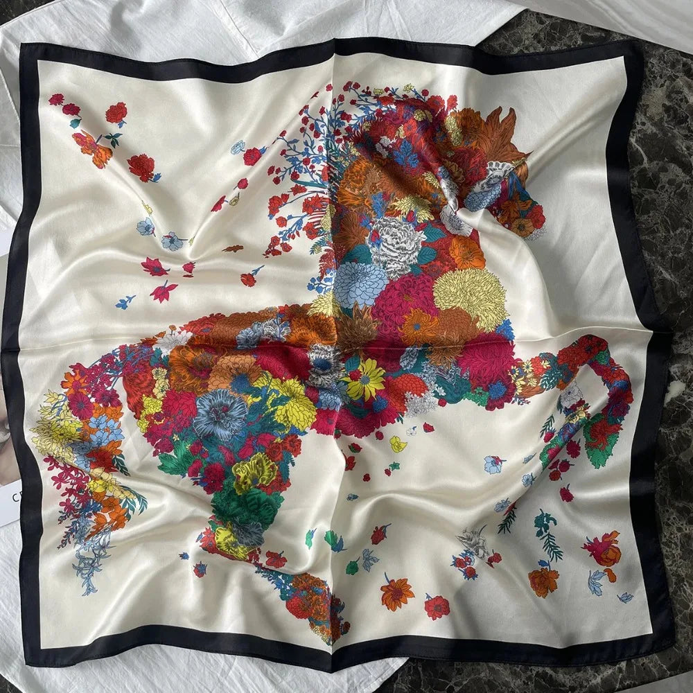 100% Pure Mulberry Silk Square Scarf  Fashionable and Versatile High-end Silk Scarf  12 Momme Single Sided Printing 68x68CM