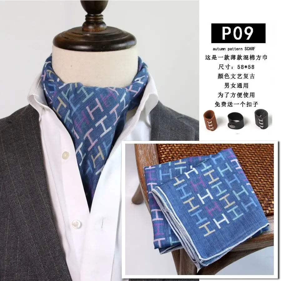 Japanese-Style  American Casual Artistic Style Versatile Men's Scarf Leather Ring Small Scarf Hip Hop Style Wrist Towel 60