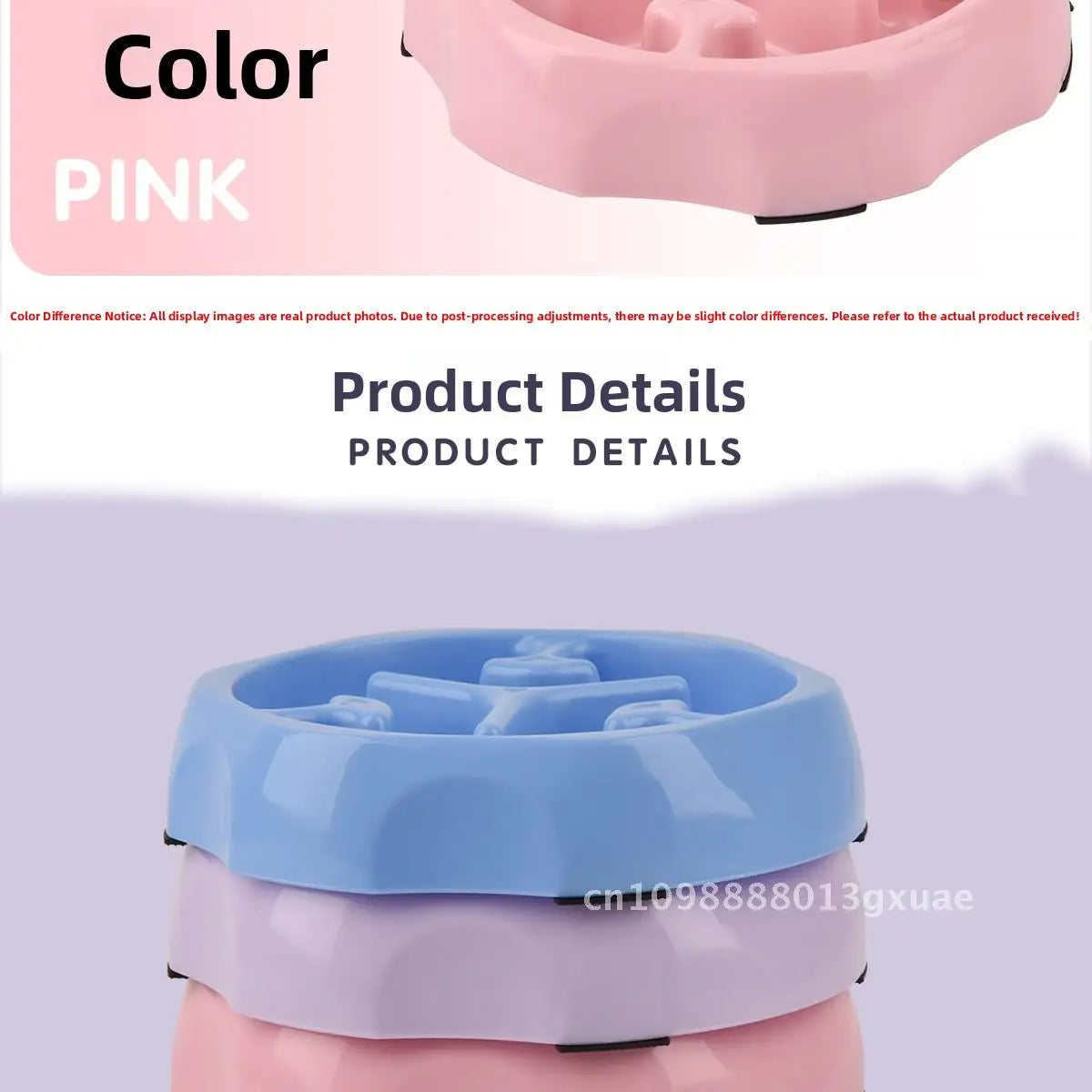 Anti-Overturning Slow Food Bowl for Dogs And Cats Puppy Pet Supplies round Design Anti-Choking PP Material Wholesale