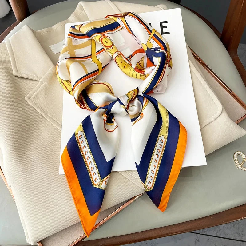 2025 New Fashion 70X70cmPrinted Women's Scarf Pashmina Silk Scarf Square Shawl Decorative Headband Neck Luxury Design Bandana