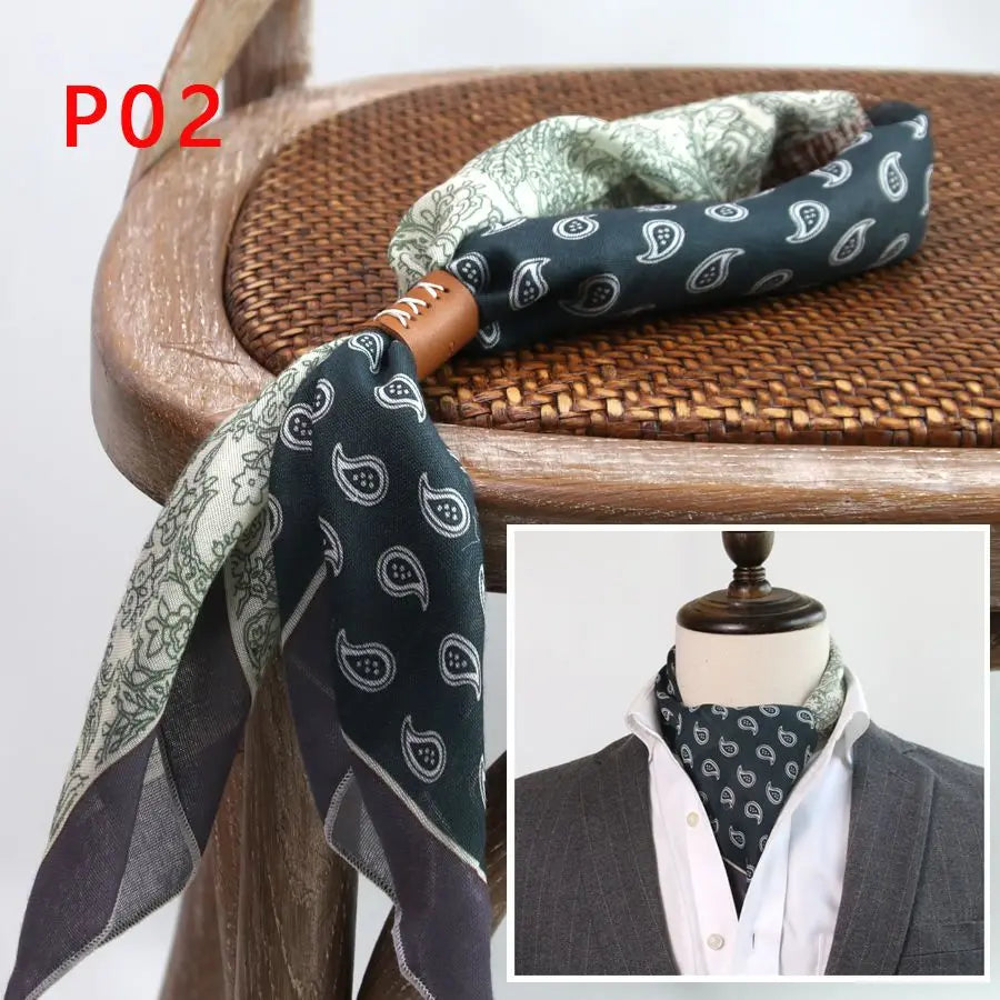 Japanese-Style  American Casual Artistic Style Versatile Men's Scarf Leather Ring Small Scarf Hip Hop Style Wrist Towel 60