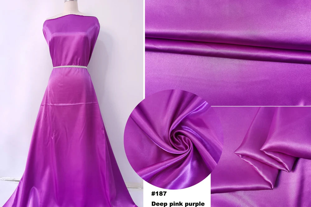 Solid Satin 58" Wide | 1Meter | 2Meters | 5Meters | Silky Charmeuse Scarf Craft DIY Fabric Purple